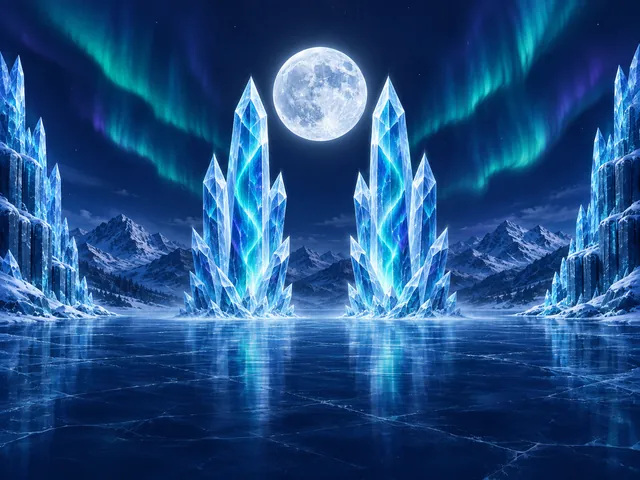 The blue ice and northern lights of Hexfrost’s Polar Night